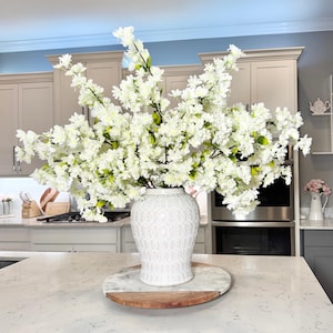 White Silk Cherry Blossom Branches, Japanese Home Decor, 40" Tall, Set of 3