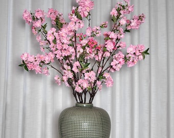 Silk Pink Cherry Blossom Branch Set – 33" Faux Floral Stems