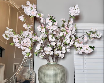 Camilla Faux Light Pink Cherry Blossom Stem 33" Bundle of 3 Realistic Branches
