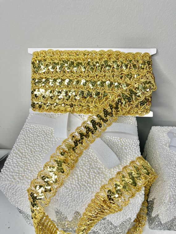 Beaded Lace Trim Sequin Lace Mesh Trim Gold/ Silver Lace Ribbon