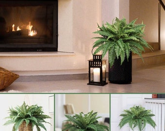 Boston Fern Artificial Plant UV Resistant, 28" Diameter, 27 Fronds