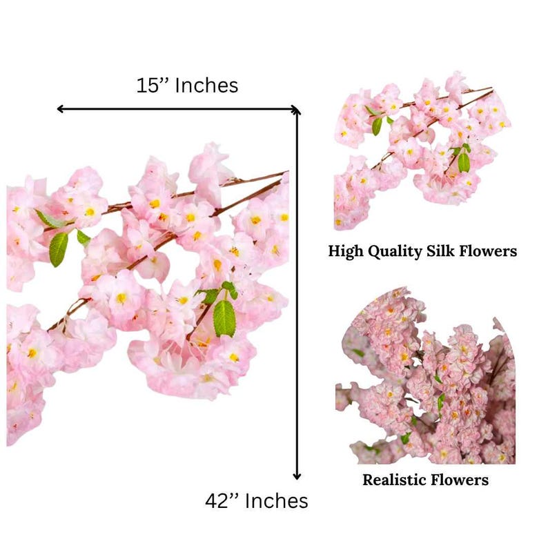 42 inch faux flower stems

cherry blossom branches for home staging

elegant pink office decor

everlasting spring blossoms

ready-made floral arrangement

no maintenance flower branches

forever blooming cherry blossoms

never wilt cherry