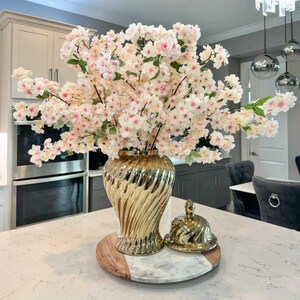 Jade Cream Blush Pink Silk Cherry Blossom Flower Branches Set of 3 Pack 40&#39;&#39;
