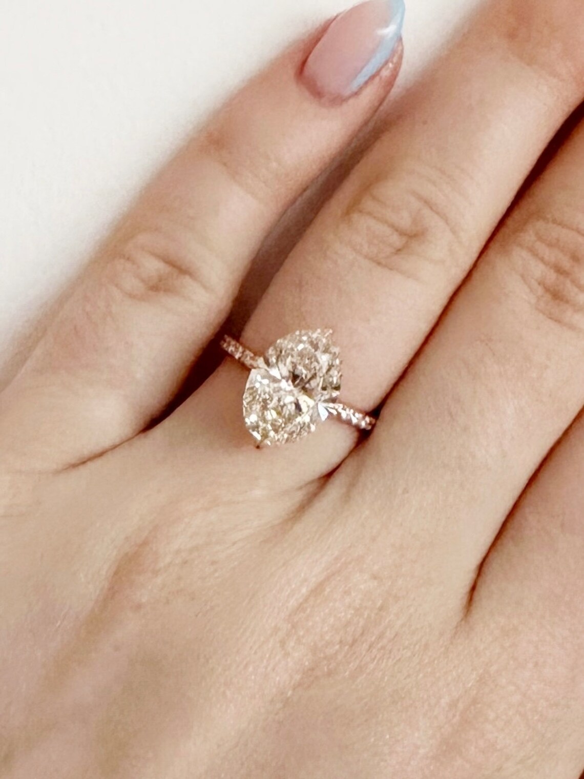 Ready to Ship 4.14 Oval Lab Grown CVD Diamond Hidden Halo Pave ...