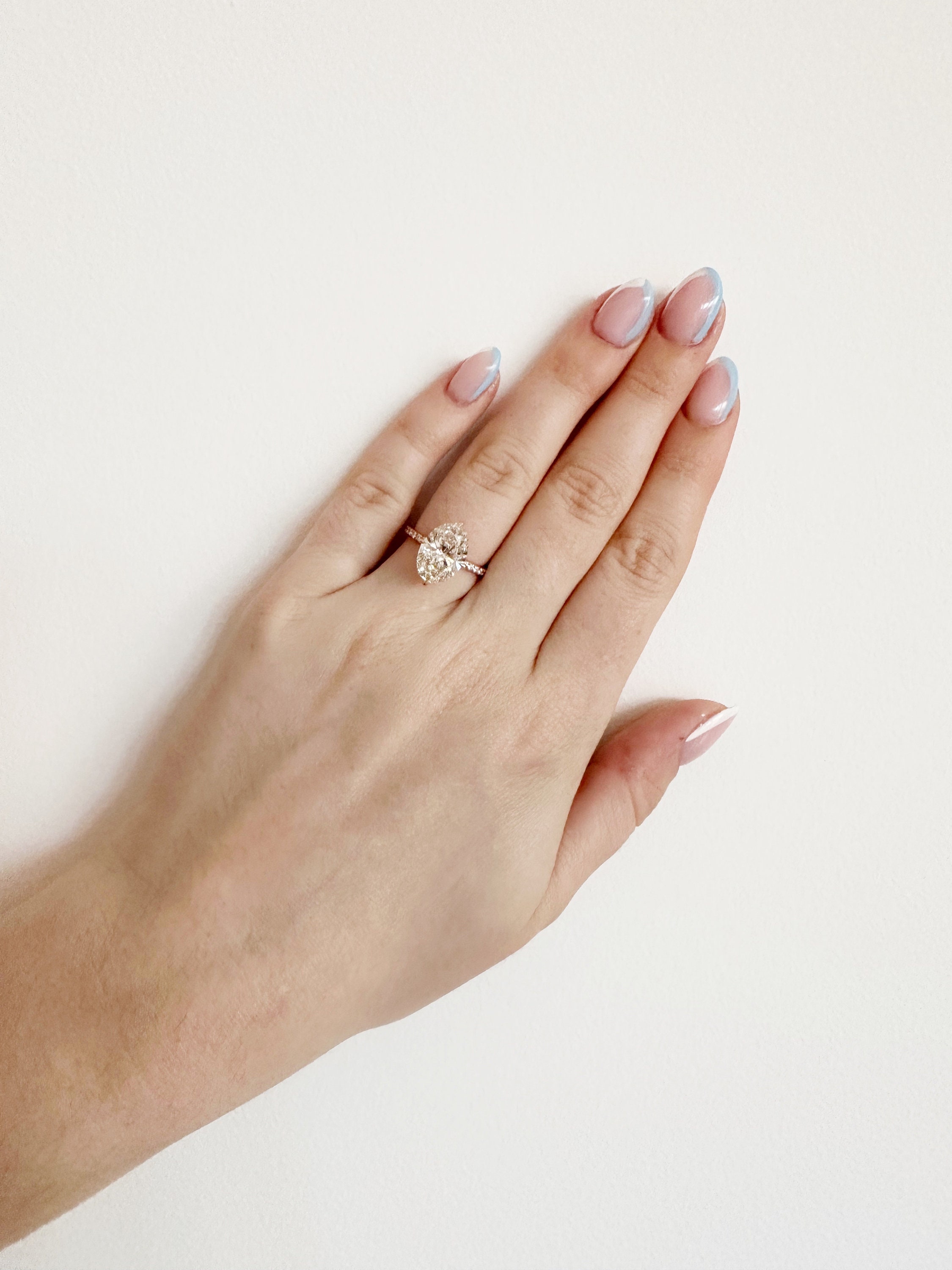 Ready to Ship 4.14 Oval Lab Grown CVD Diamond Hidden Halo Pave ...