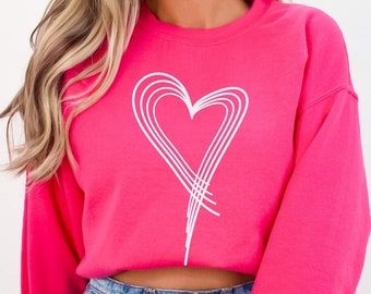 Simplistic Heart Sweater For Women, Love Sweatshirt, Heart Sweater, Valentine's Sweater, Heart Gift for Women, Couples Gift, Valentine Gift