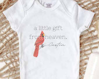 A Little Gift From Heaven Baby Onesie® Bodysuit, Personalized Baby Clothes, Baby Boy Girl Gift, Baby Shower Gift, Cardinal Baby Bodysuit