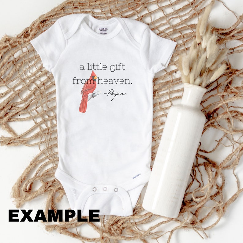 A Little Gift From Heaven Baby Onesie® Bodysuit, Personalized Baby Clothes, Baby Boy Girl Gift, Baby Shower Gift, Cardinal Baby Bodysuit image 3
