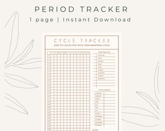 Printable Period Tracker, Menstrual Cycle, Symptom Tracker (Digital Download)