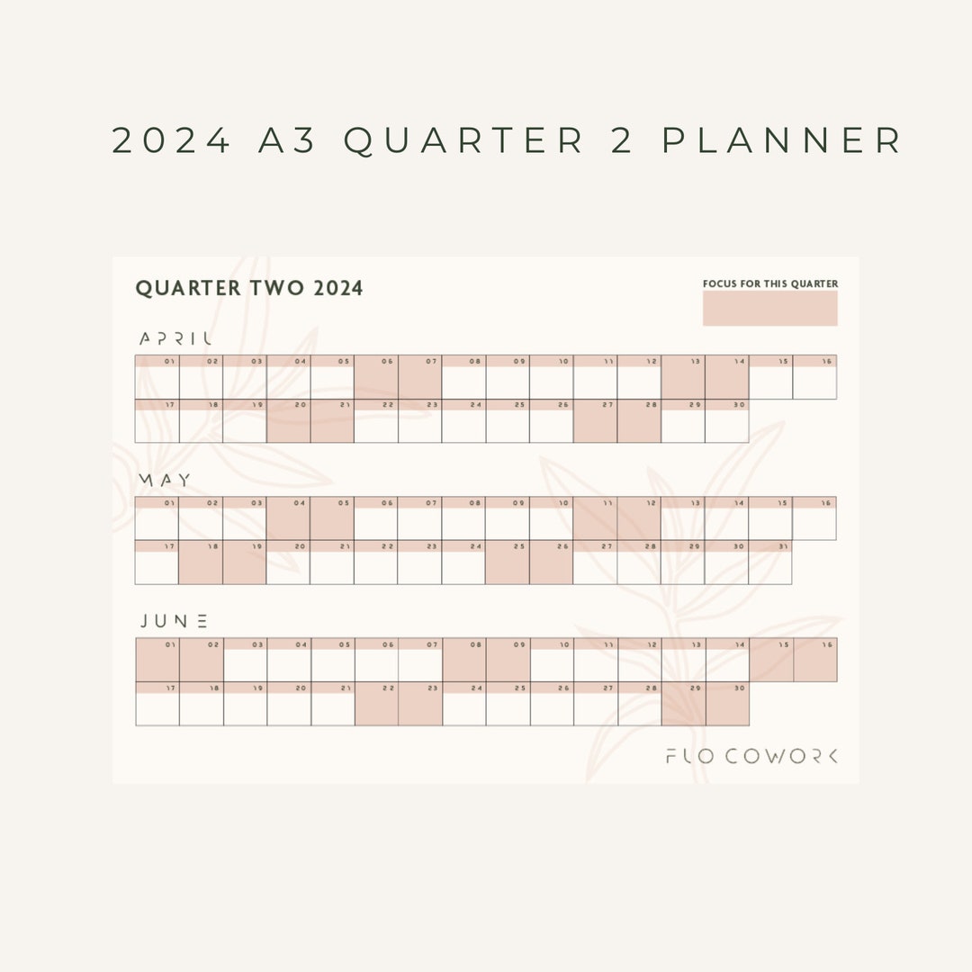 2024 Quarter 2 Giant Wall Calendar Seasonal Wall Calendar 90 Day Plan ...