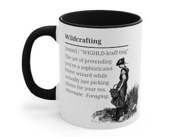 Wildcrafting Wizard Mug: 11oz & 15oz - Forest Tea Gathering - Funny Foraging Cup, Perfect Gift for Nature Lovers, Whimsigoth, Cottagecore