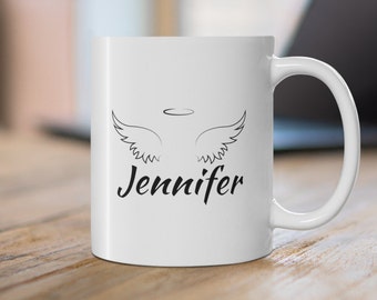 Personalized Angel Wings & Halo Coffee Mug: 11oz Custom Name Heavenly, Morning Coffee, Best Friend, Mom, Daughter, Girlfriend, Wife Gift (4)