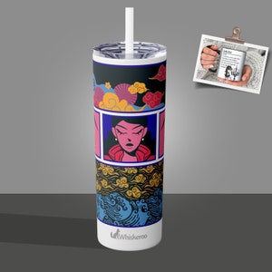 Anime Japanese Waves And Clouds Tumbler | 20oz | Whiskeroo | Izolowana stal nierdzewna | Manga | Prezent dla najlepszego przyjaciela | Prezent dla najlepszej przyjaciółki | Gracz