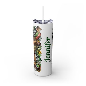 Personalisierter Tiki Aloha Becher 20oz: Hawaii, Pazifikinsel, Strand. Edelstahl Urlaubs Geschenk. Vulkan, Hai, Strandhütte. Geburtstag.