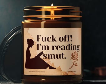 Funny I'm reading Smut Candle | 9oz Jar | Smut Reader | Book Lover Candle | Funny Bookish Gift for Women | Romance Novel Fan (B)