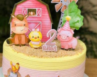 Baby Farm Cake topper - Farm - Baby girl cake topper