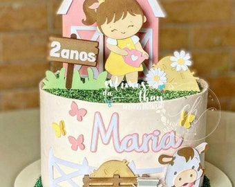 Baby Farm Cake topper - Farm - Baby girl cake topper