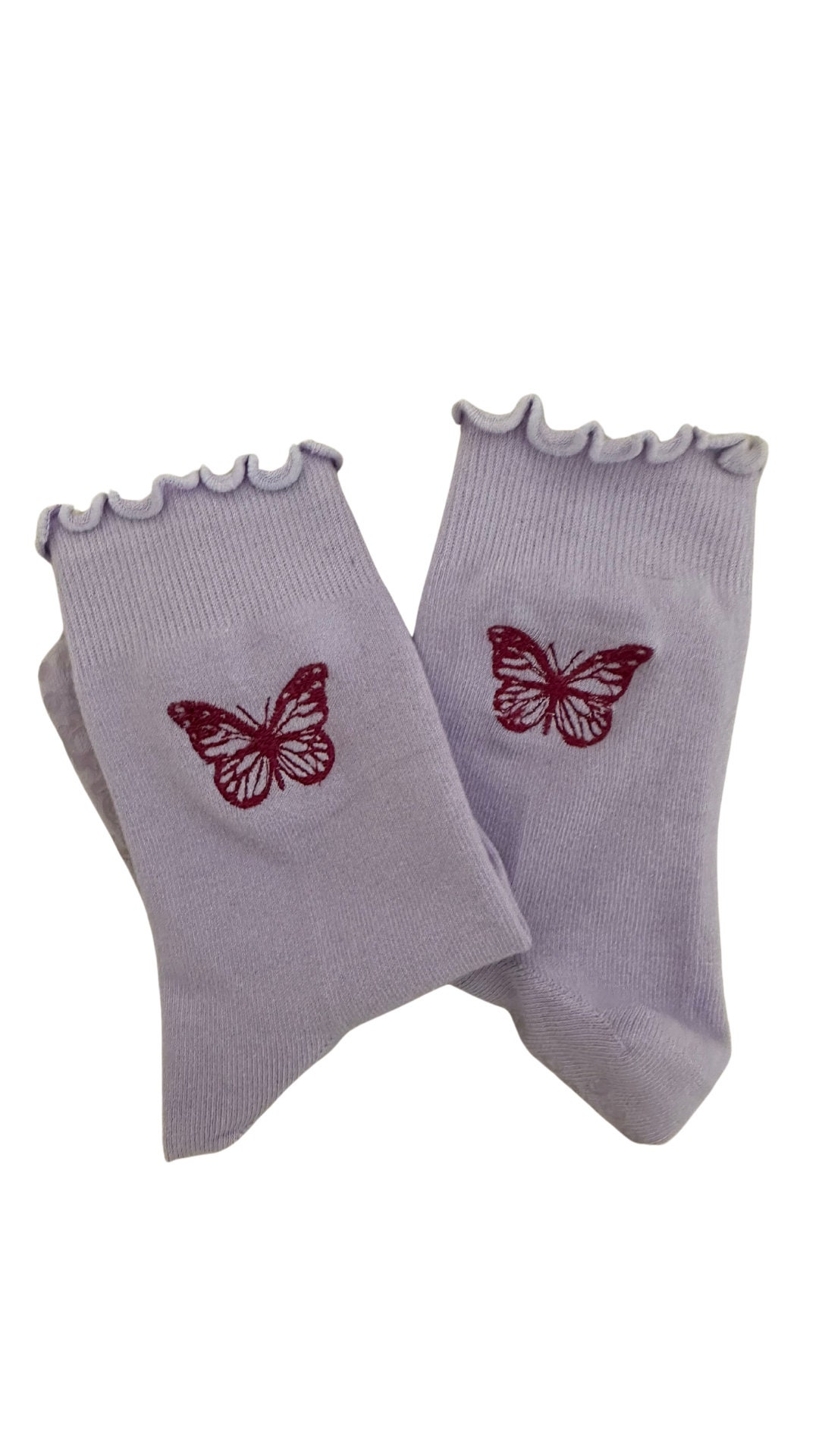 Custom Embroidered Butterfly Grip Sock for Pilates, Yoga, Barre or