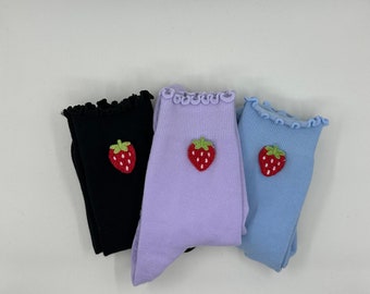 Pack of 3 Strawberry grip socks for Pilates, Barre, Lagree or yoga