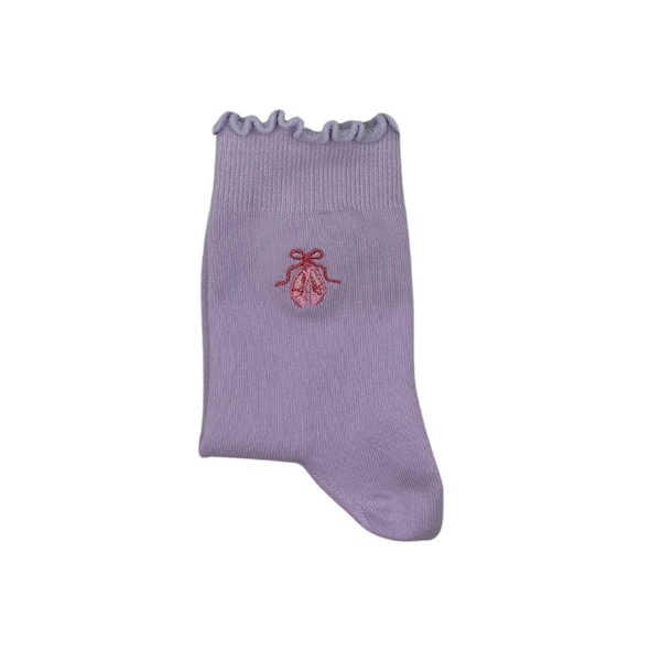 Custom embroidered ballet slipper grip socks for Pilates, barre, yoga or Lagree