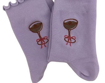 Custom coquette bow Espresso martini grip sock for Pilates, barre, yoga or lagree