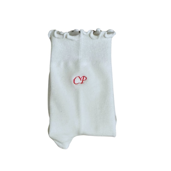 Custom Embroidered initials monogram non slip grip socks for Pilates, barre, yoga or dance.