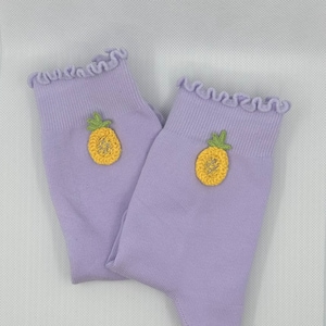 Trendy purple pineapple grip sock for Pilates, Barre, Lagree, yoga or dance