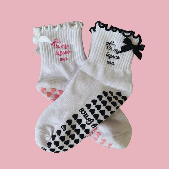 3 Paires De Chaussettes Coquette Avec Nœud Pour Femmes - Coton Pur, Semelle Antidérapante Silicone, Pour Yoga, Pilates, Barre