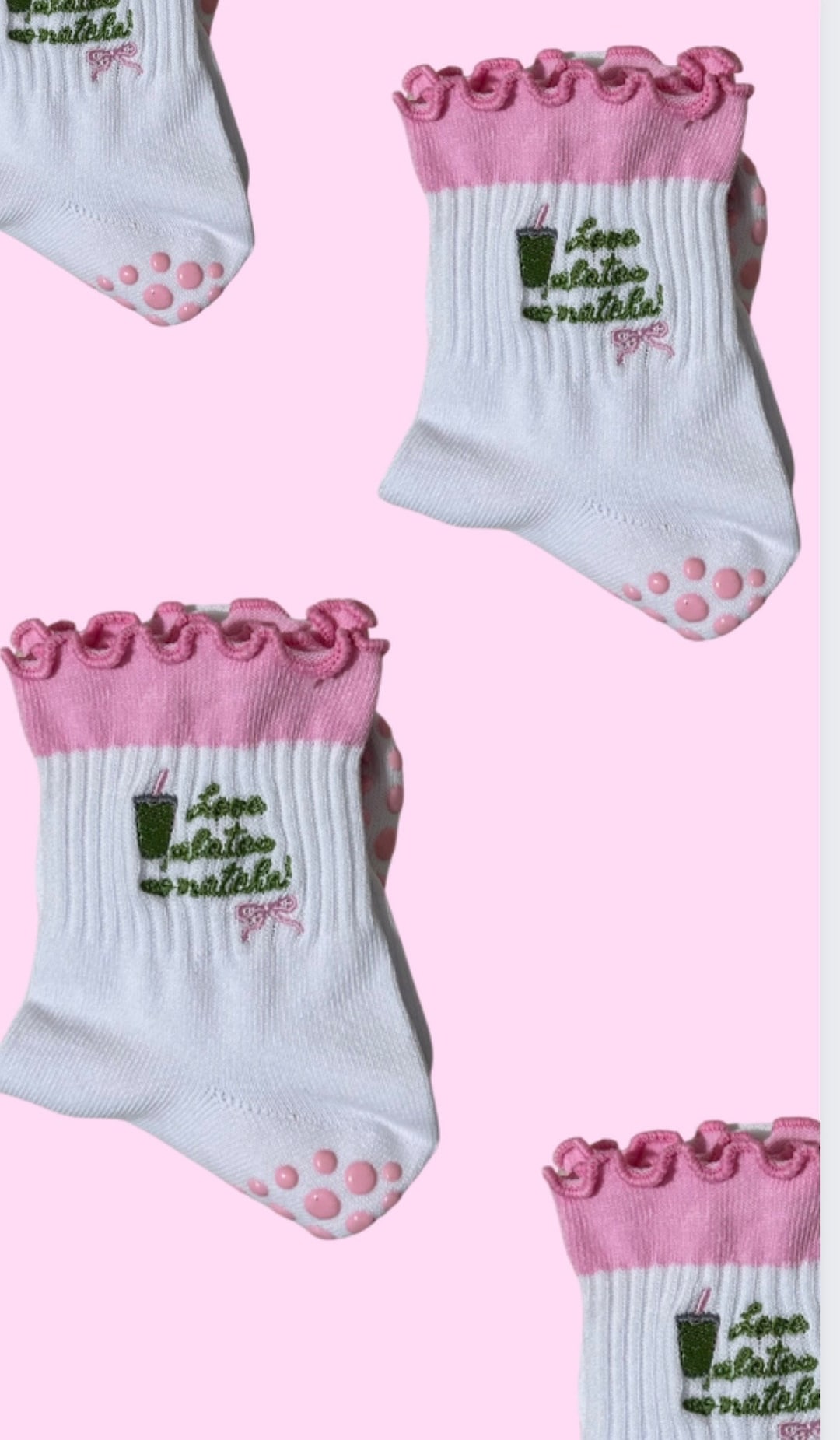 Love Pilates so Matcha Grip Non Slip Sock With Heart Grips for Pilates
