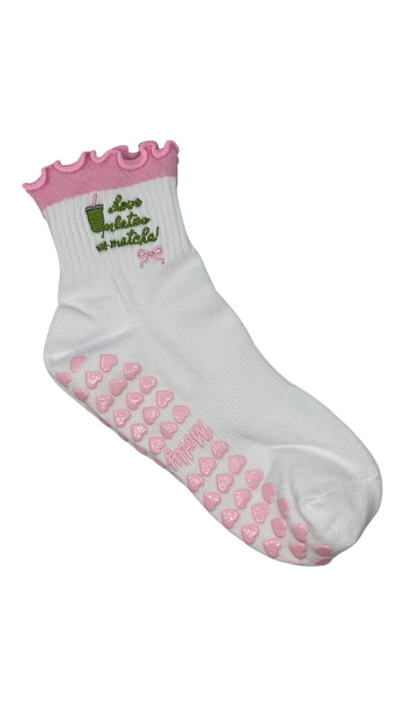 Chaussettes Pilates Femme à Volants Et Nœud - Antidérapantes Avec Semelle Grip - Taille 38-44 - Pour Yoga, Gym, Danse