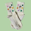 In my lucky era Lucky charms non slip grip sock with white four leaf clover grips for Pilates, barre, yoga and lagree