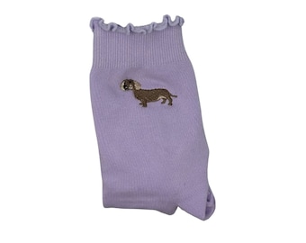 Chaussettes personnalisées Weiner pour chien teckel pour Pilates, barre, yoga ou Lagree