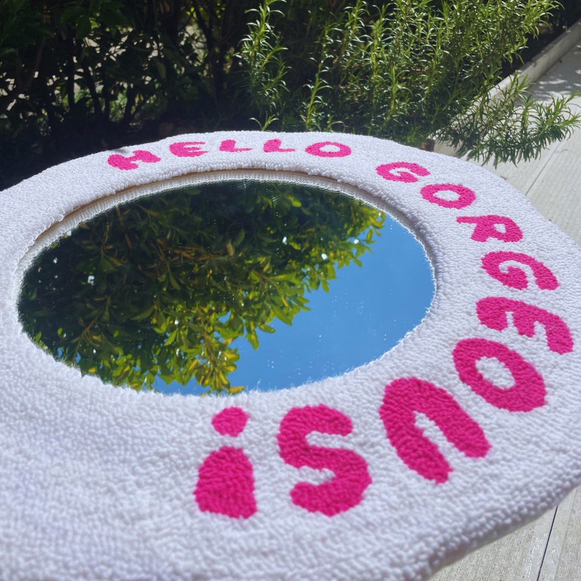 Punch Needle Mirror Handmade Mirror Wall Mirror Tufted Etsy