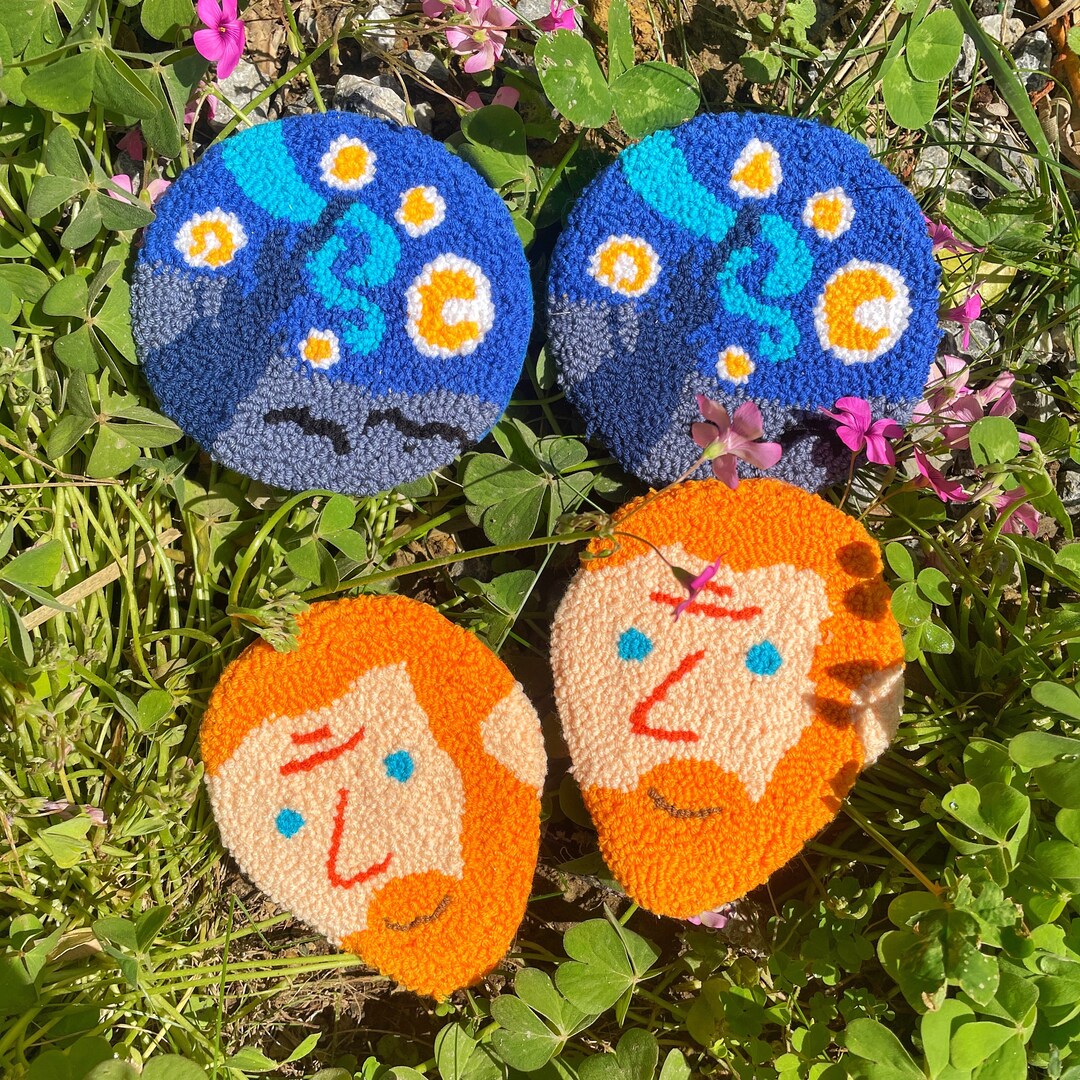 Van Gogh Punch Needle Coaster the Starry Nights Mug Rug Etsy