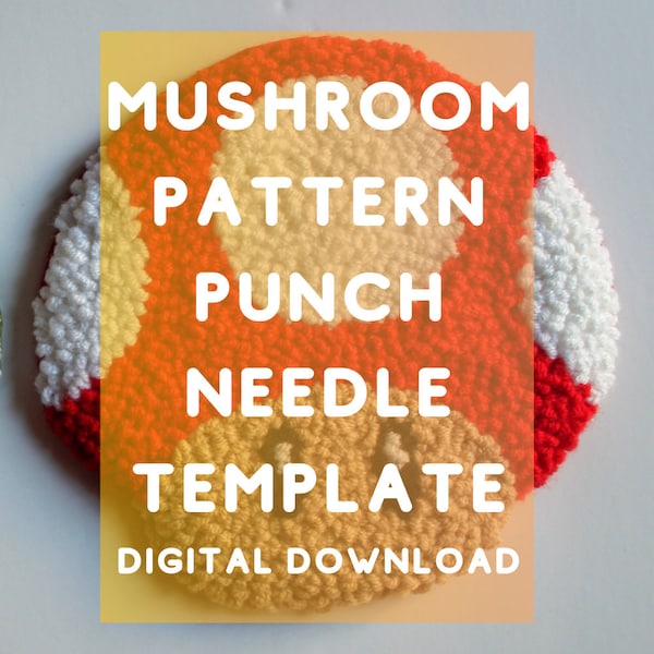 Mushroom Punch Needle Template, Mug Rug, Punch Needle Pattern