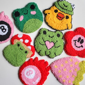 Punch Needle Coasters, Y2K Punch Needle Mug Rugs, Valentines Day Gift, Housewarming Gift, Pink Accessories for Women