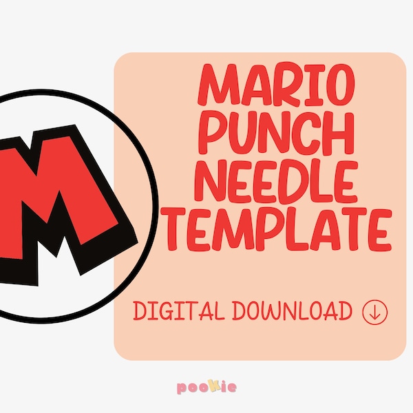 Mario Punch Needle Template, Mug Rug, Punch Needle Pattern, Super Mario Pattern