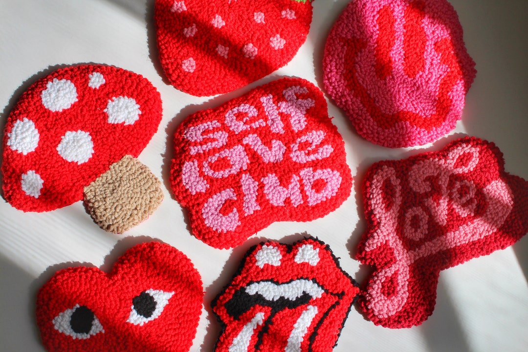 Mug Rug Coasters, Punch Needle Coasters, Christmas Gift, Home Decor