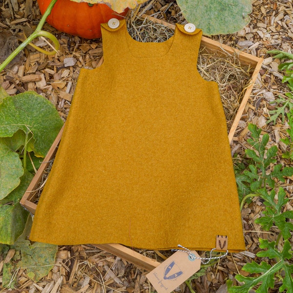 Nachhaltiges und wärmendes Kinderkleid aus Walk | Geschenk für Mädchen | Größe 2-3 Jahre
