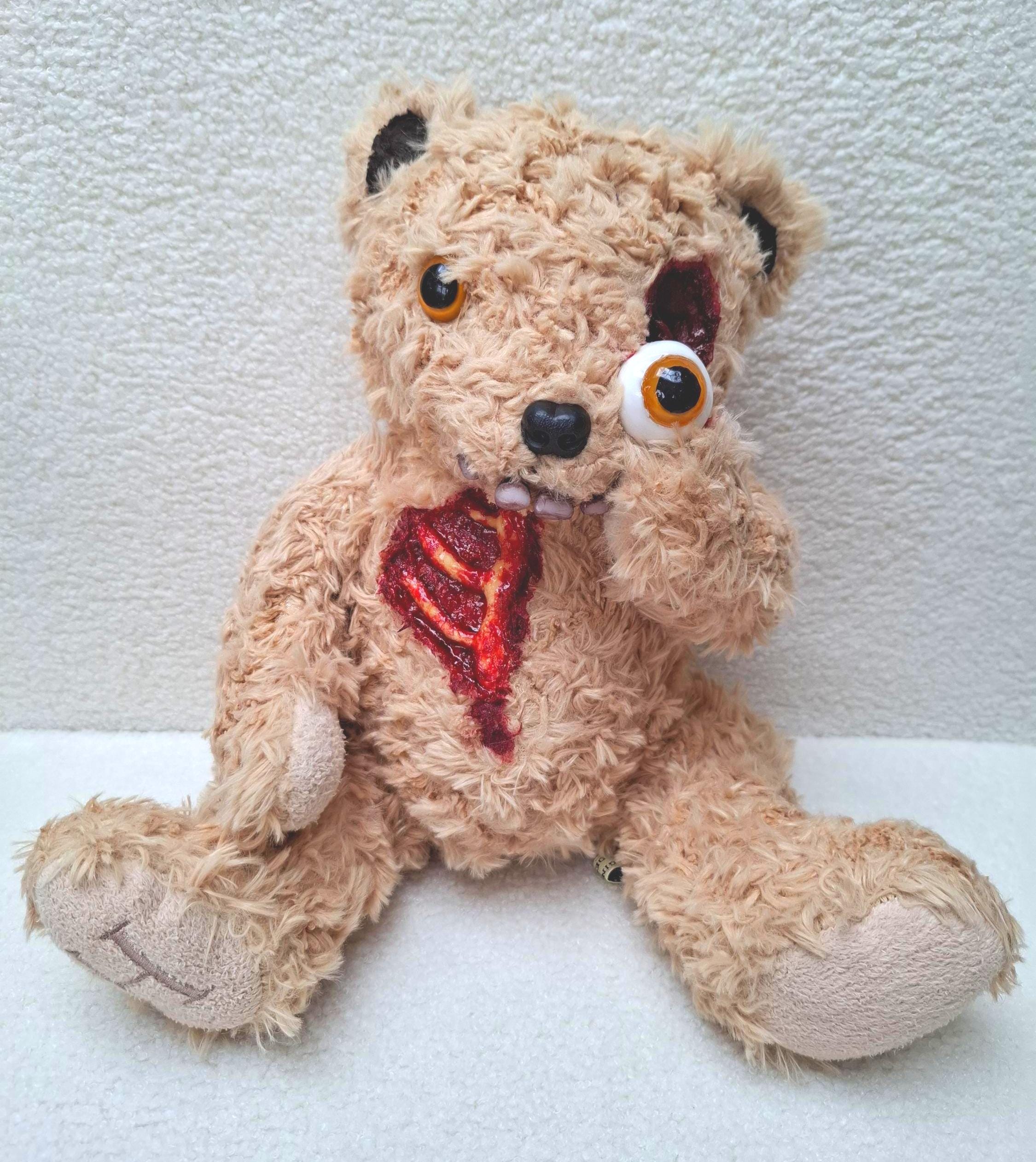 Custom Horror Teddy Bear - Upcycled Spooky Plush - Scary Collectible -Unique Halloween Decor - One-of-a-Kind gorey Creepy Teddy Bear eyeball