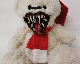 Custom Horror Teddy Bear - Upcycled Spooky Plush - Scary Collectible - Unique Halloween Decor - One-of-a-Kind gorey Creepy Teddy Bear