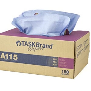 TaskBrand N-A115ITB Advantage Series Interfold Wipers Cloth for Heavy Duty Cleaning, Twintote, Spunlace, Blue (Pack of 300)