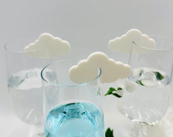 10 cloud shape glass toppers Cloud party drink tags for guests Cloud shape glass charms Cloud baby boy shower decorations Cloud glass marker