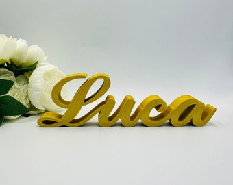 Custom name freestanding sign for table, Personalized name for desk, Custom baby name nursery shelf sign for kids bedroom, Surname sign