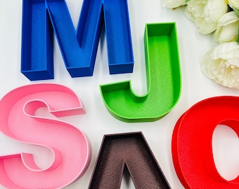 6,5&quot; fillable letter freestanding Empty letter box Self standing block letters for decorations Baby name initials letter faux flowers tray