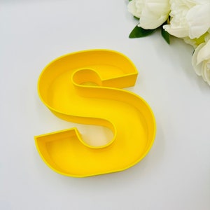 Letras huecas rellenables de 6,5" independientes Buzón vacío Letras de bloque independientes para decoraciones Letras con iniciales de nombres de bebés Flores artificiales