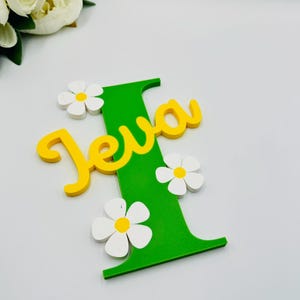 Kids bedroom name sign Childs room door Initial sign for nursery Floral theme Door plaque Custom Wall sign for kids gift for Christmas