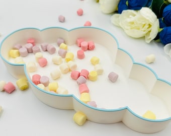 Fillable cloud tray for treats: Boho baby shower decorations, On cloud 9 decors, Heaven sent party