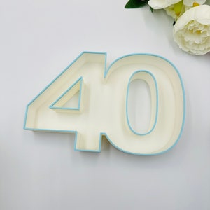 Bandeja con forma de letras para rellenar con números de 6,5'' Caja con números de cumpleaños para platos de charcutería Números con pompones Bloques de números huecos Caja con números en 3D