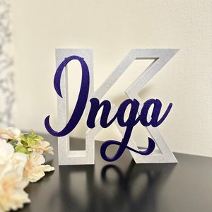 Letrero independiente con nombre para guardería, letrero con nombre para niños en la puerta del dormitorio, decoración de mesa con apellidos para recién casados, letrero con nombre de pareja